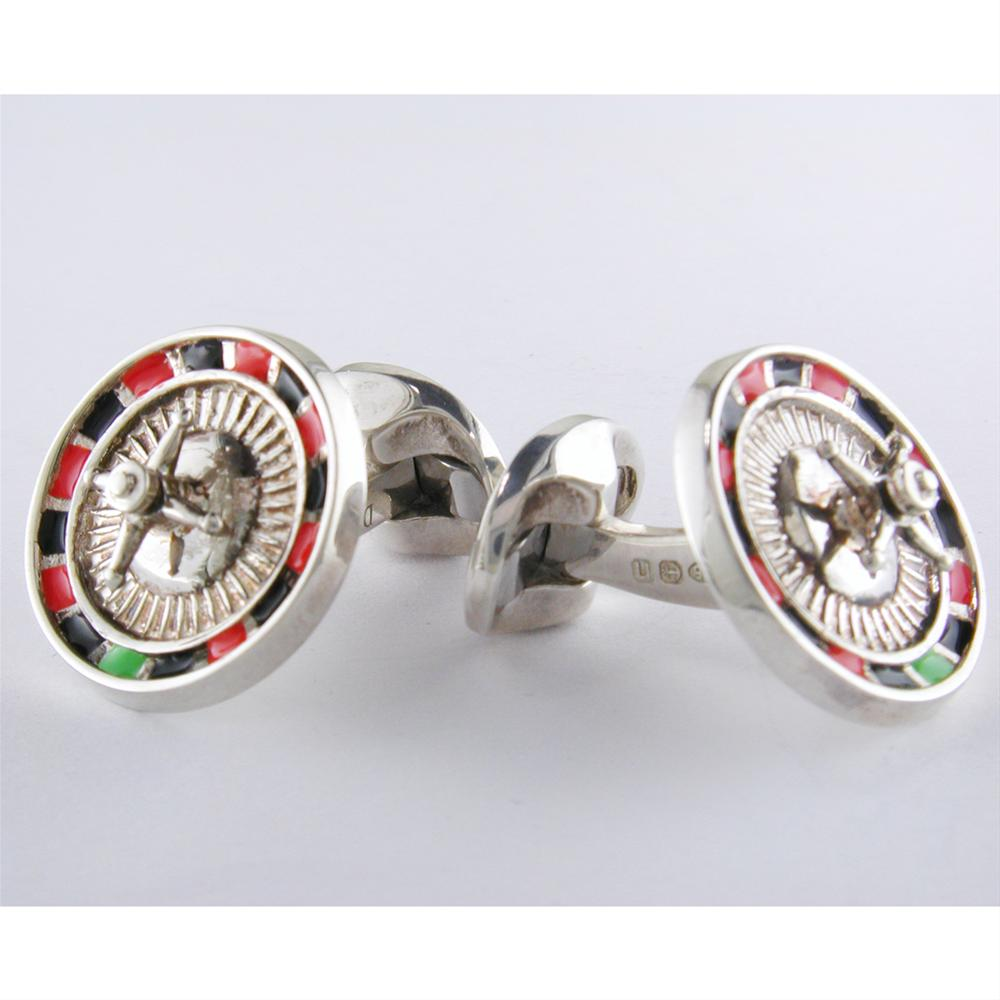 Deakin & Francis Silver Casino Roulette Wheel Cufflinks C1637S072213