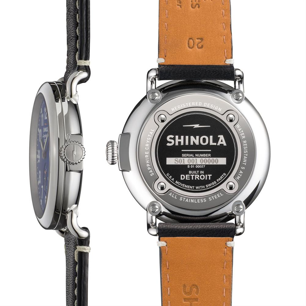Shinola Runwell Blue Dial Black Leather Strap 41mm Watch S0110000027