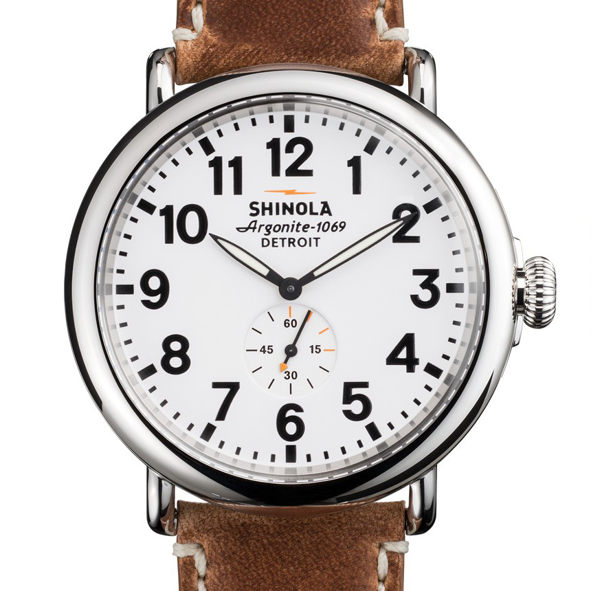 Shinola The Runwell White Dial Brown Leather 47mm Men's Watch S0100010