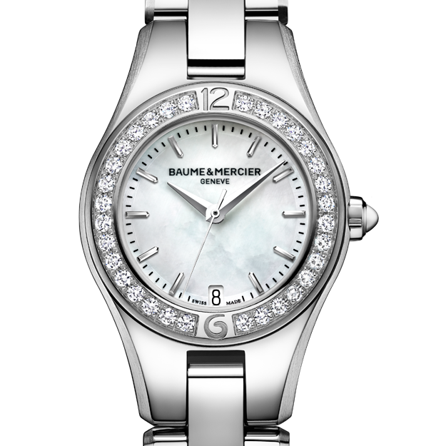 Baume & Mercier Linea Diamond Bezel Mother of Pearl Dial 27mm Ladies Watch 10013