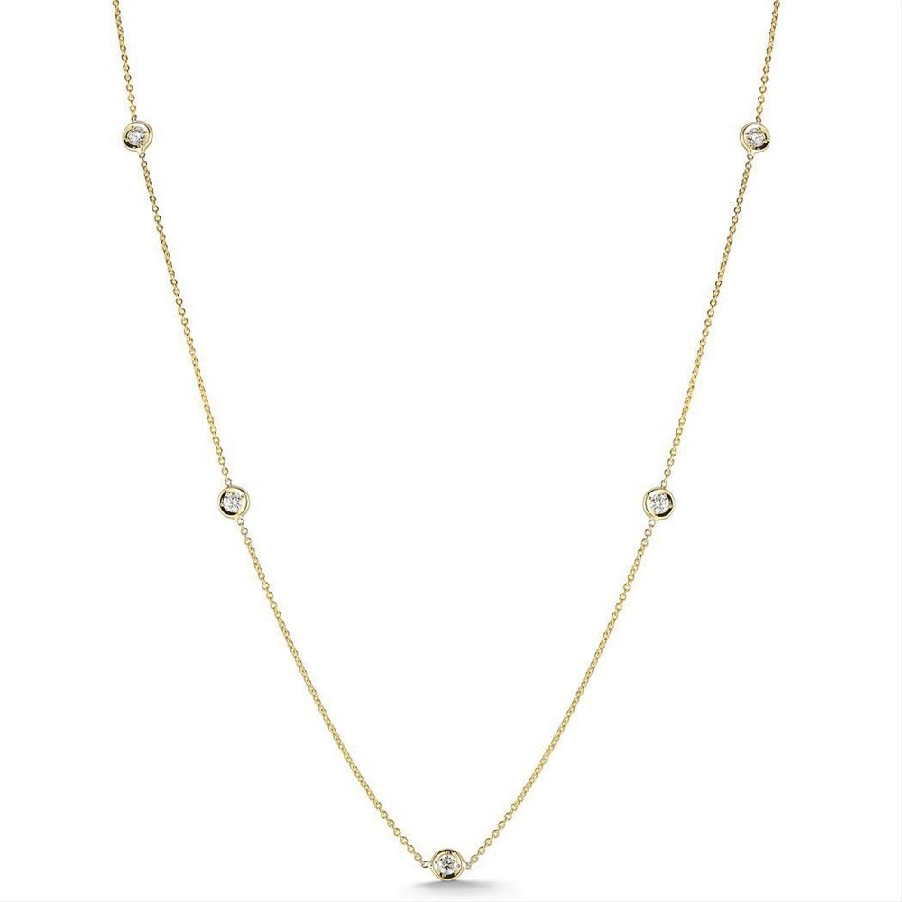 Roberto Coin DIAMONDS BY THE INCH 5 STATION DIAMOND NECKLACE Yellow Gold