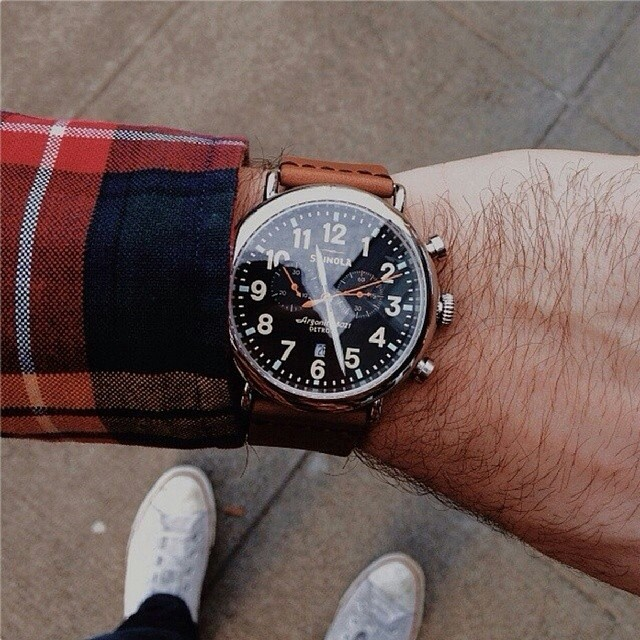 Shinola Runwell Black Dial Chronograph with Orange Accents 47mm Men's Watch S0100051