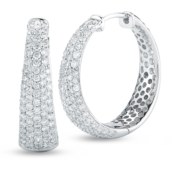 Roberto Coin Large Tapered Inside Outside Diamond Hoop Earrings 8881416AWERX