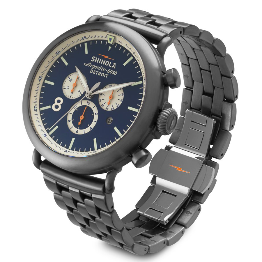 Shinola Gents 47mm Runwell Chronograph Crontrast Stainless Steel Watch 10000075