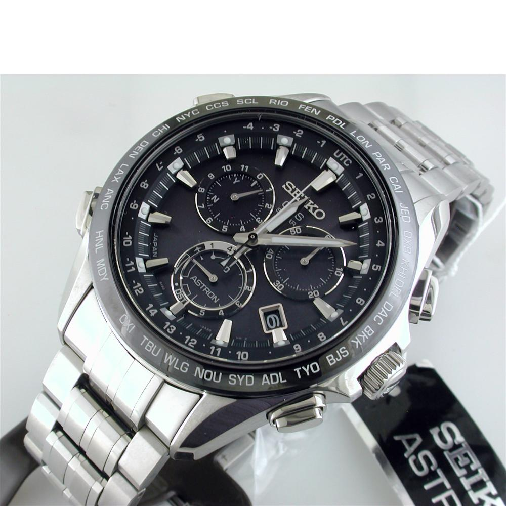 Seiko Astron GPS Solar 44.6mm Watch Titanium with Ceramic Bezel Black Dial Series 8X SSE003