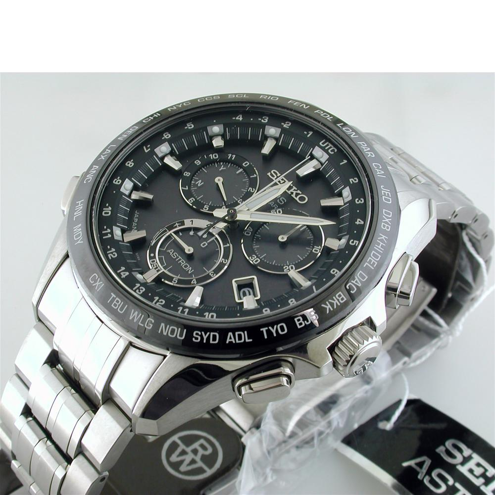 Seiko Astron GPS Solar 44.6mm Watch Titanium with Ceramic Bezel Black Dial Series 8X SSE003