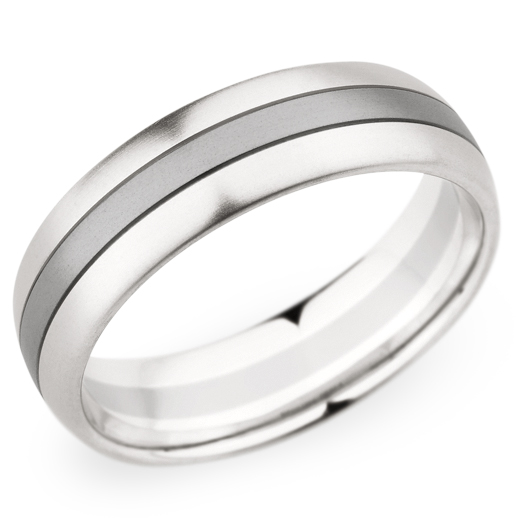 Christian Bauer Men's Palladium & 18K White Gold Brushed Wedding Band 6.5mm