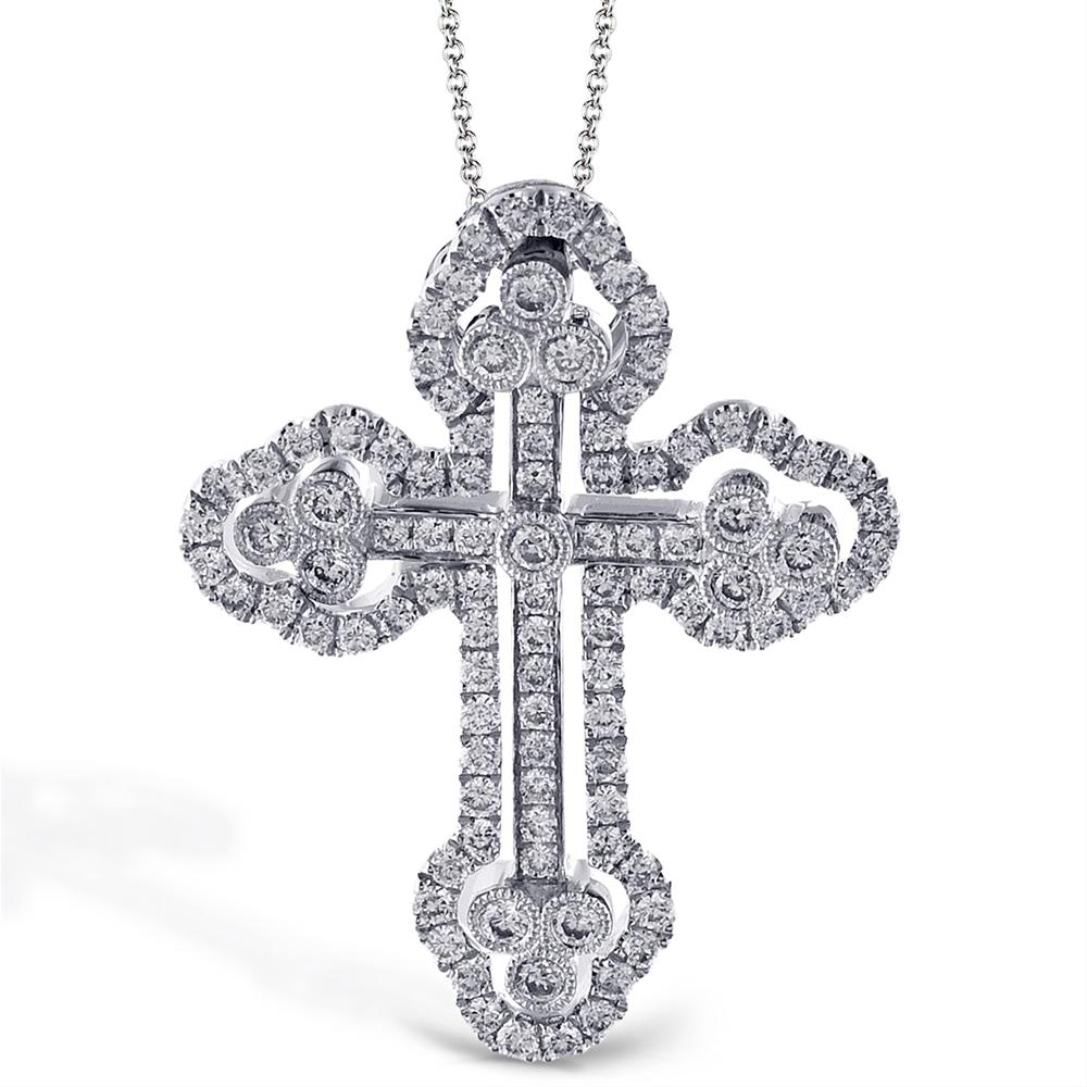 Simon G. Double Cross in a Cross Diamond Pendant Necklace 18K LP4075