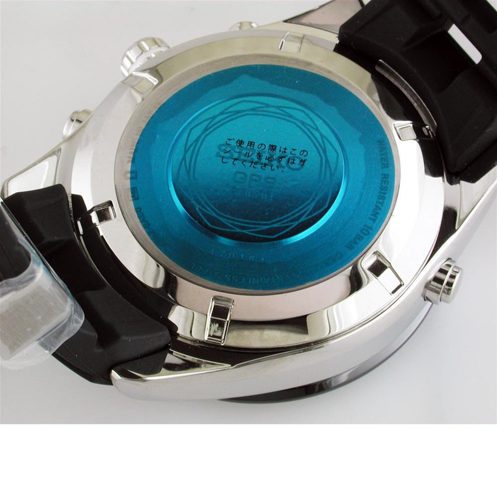 Seiko Astron Solar GPS Ceramic Black Stainless Blue 44.6mm Watch SAST009