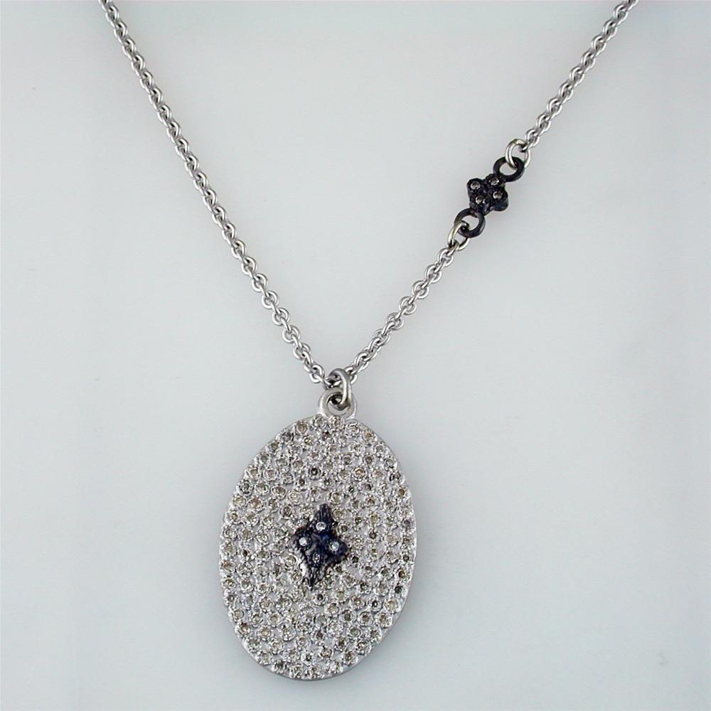 Armenta Paví© Oval Cravelli Drop Necklace Double-Sided with Champagne Diamonds