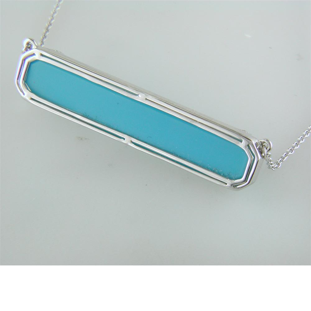 Doves "St. Barth's Blue" Horizontal Turquoise & White Topaz Pendant Necklace with Diamonds