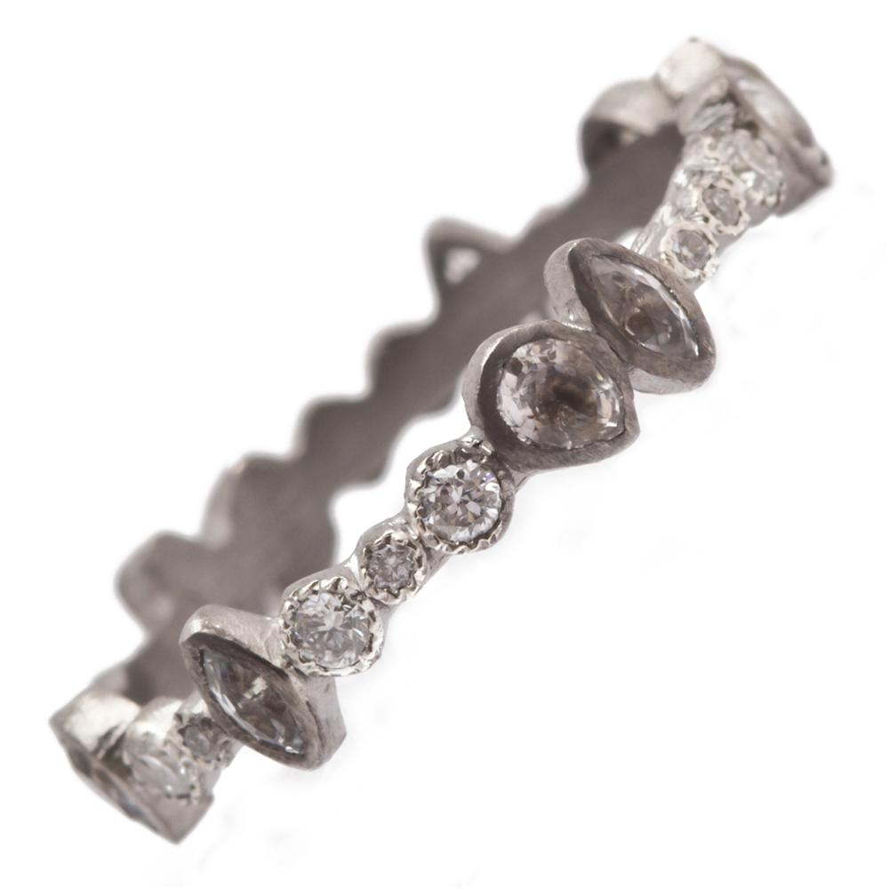 Armenta Scattered Marquis and Pear Sapphire Stackable Sterling Silver Band Ring