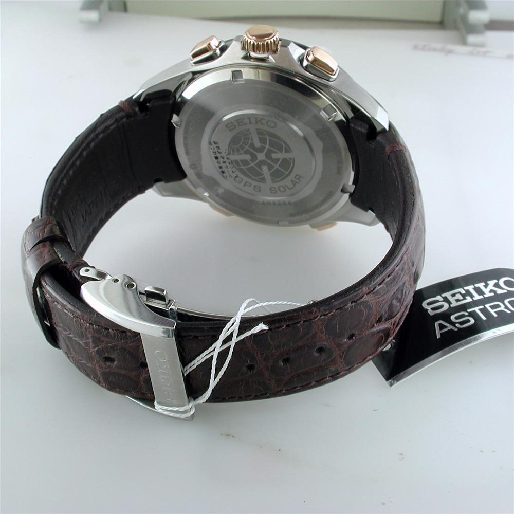 Seiko Astron GPS Solar 8 series Titanium & Ceramic Bezel Watch Black Dial Rose Gold 44.6mm SSE025