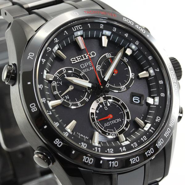 Seiko Astron GPS Solar Black Steel with Red Accents 44.6mm Watch SSE031