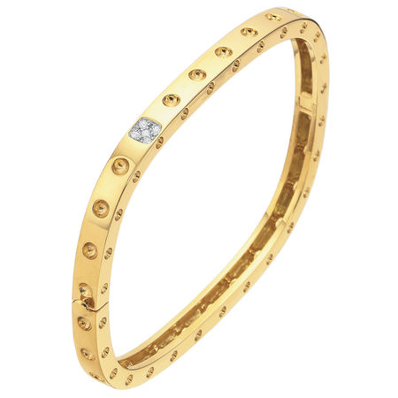 Roberto Coin Pois Moi 18K Yellow Gold Single Row Diamond Cuff Bracelet