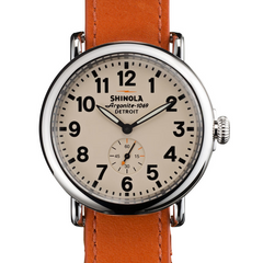Shinola Runwell Orange Leather Strap Cream Dial 41mm Watch S0110000032