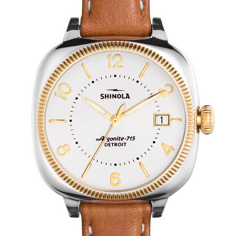 Shinola 36mm Ladies Gomelsky Pearl White Dial Natural Leather Watch 20001104