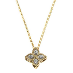 Roberto Coin Princess Flower Diamond Pendant Small 18K Yellow Gold