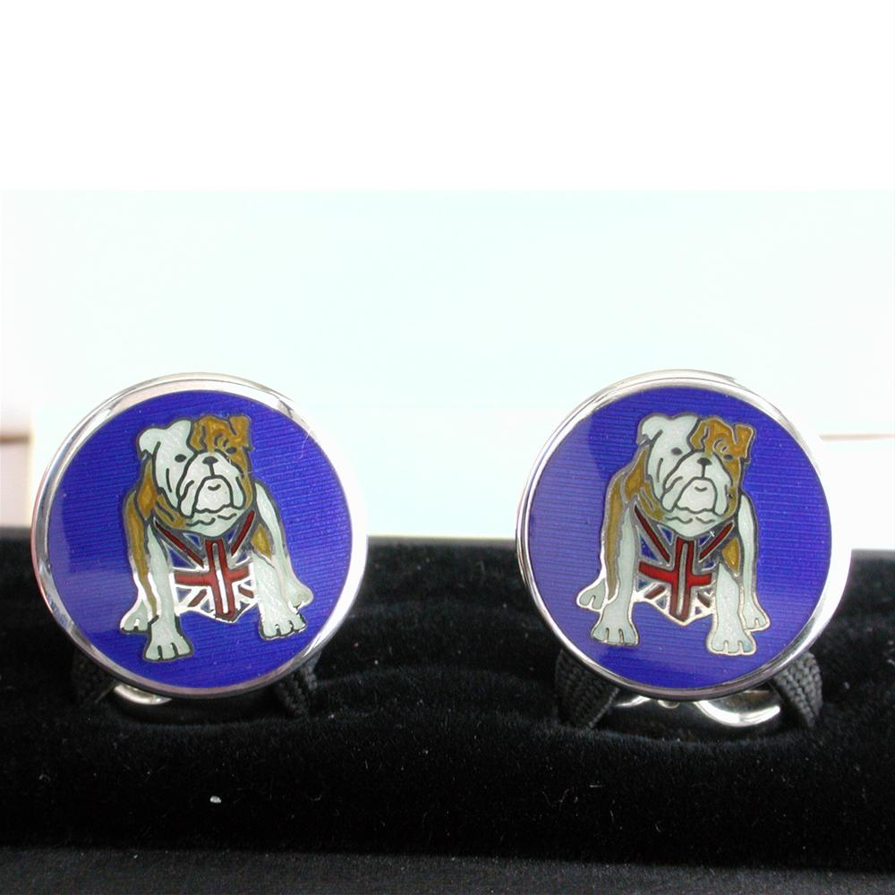 Deakin & Francis British Bulldog Union Jack Flag Sterling Silver Cufflinks