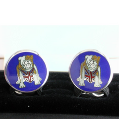 Deakin & Francis British Bulldog Union Jack Flag Sterling Silver Cufflinks
