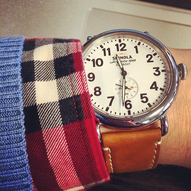 Shinola The Runwell White Dial Brown Leather 47mm Men's Watch S0100010