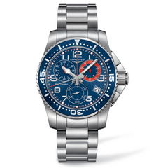 Longines Blue Hydroconquest Chronograph 41mm Steel Aluminum Bezel Watch L3.690.4.03.6