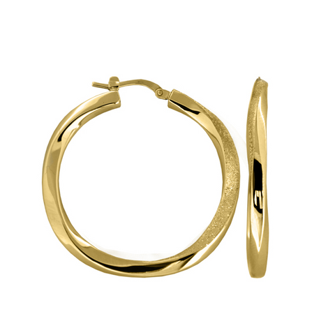 Charles Garnier Silver Slim twist Hoop Earrings Yellow Gold Finish CXE1978Y35 35mm