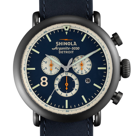 Shinola Runwell Contrast Chrono 47mm Blue Gunmetal Men's Watch S0110000146