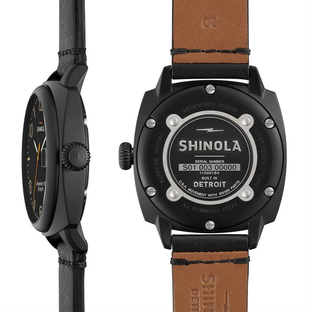 Shinola Brakeman 40mm Black PVD Gunmetal Leather Strap Watch S0110000154