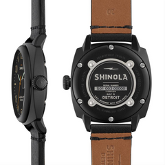 Shinola Brakeman 40mm Black PVD Gunmetal Leather Strap Watch S0110000154