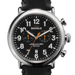 Shinola Runwell Black Dial Chronograph with Orange Accents 47mm Men's Watch S0100051