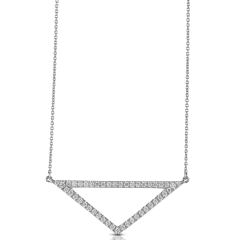 Doves Diamond Triangle Pendant Necklace in 18K White Gold