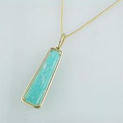 Doves White Topaz Amazonite Elongated Rectangle Doublet Drop Diamond Halo Pet DropDiamond Halo Pendant Necklace