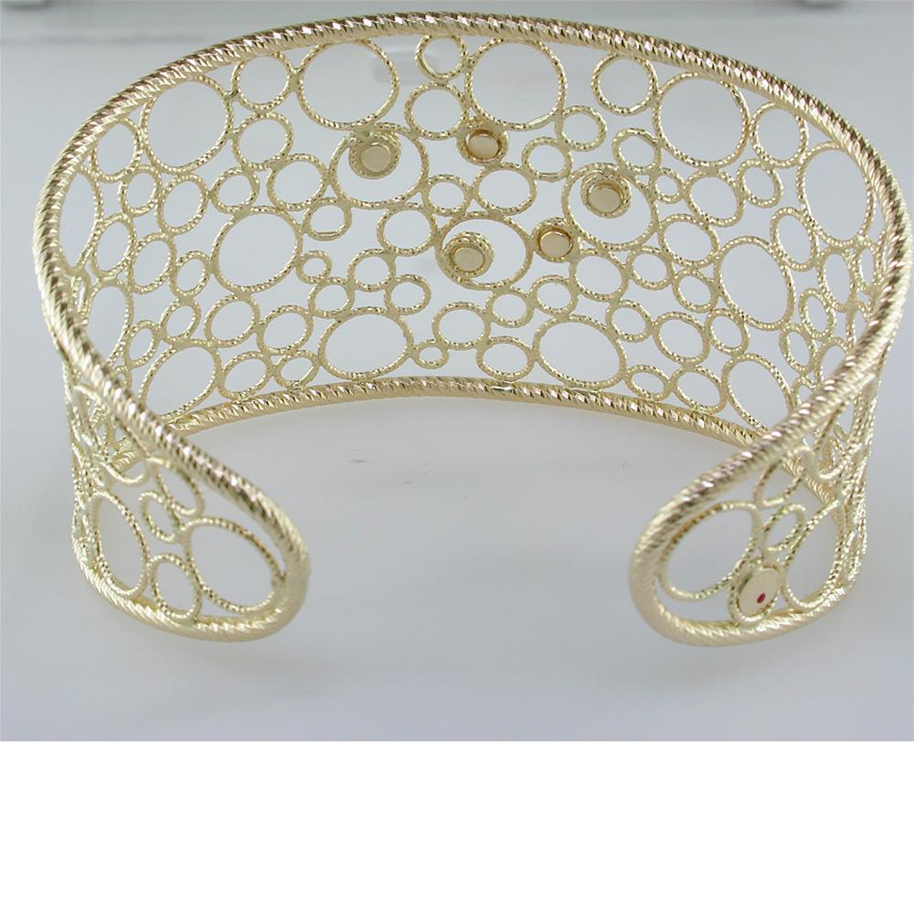 Roberto Coin Bollicine Diamond Cuff Bracelet 18K Yellow Gold