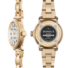 Shinola 36mm Ladies Runwell White Dial Gold Tone Watch 20001105