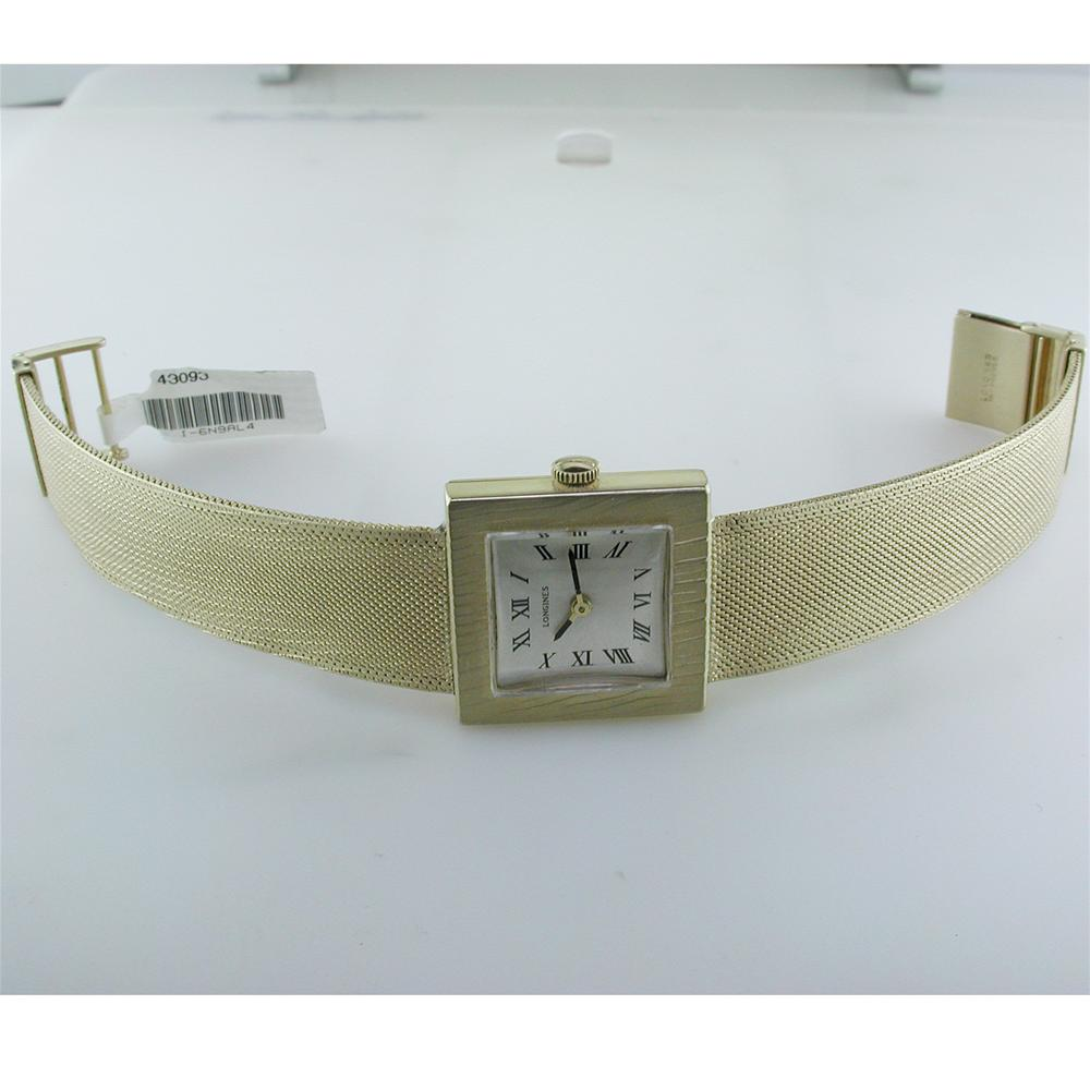Vintage Estate Longines Square Men's 14K Yellow Gold Watch with Mesh Bracelet Box & Papers