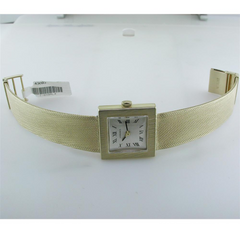 Vintage Estate Longines Square Men's 14K Yellow Gold Watch with Mesh Bracelet Box & Papers
