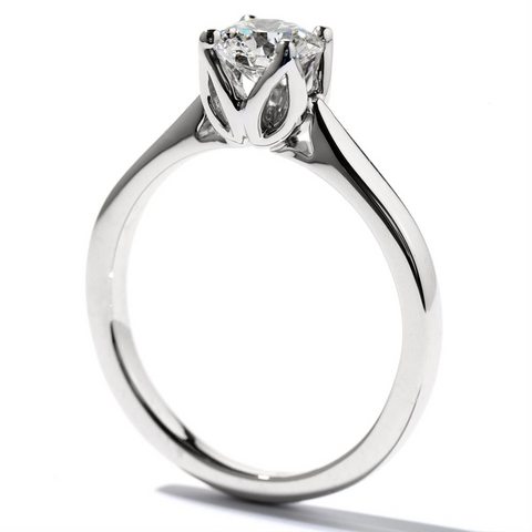 Hearts on Fire Simply Bridal Leaf Round Solitaire Diamond Engagement Ring
