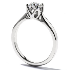 Hearts on Fire Simply Bridal Leaf Round Solitaire Diamond Engagement Ring