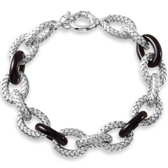 Charles Garnier Sterling Silver Woven Link Bracelet With Black Onyx