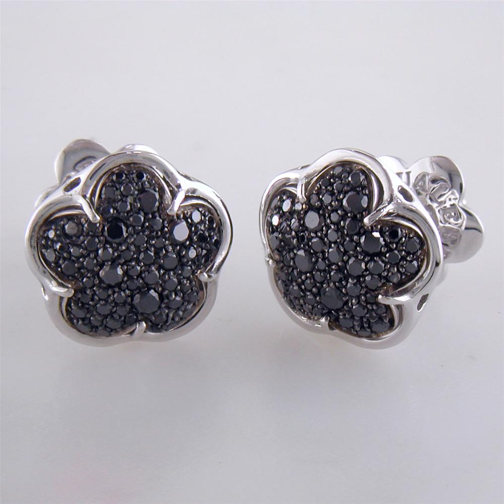 Pasquale Bruni Bon Ton White Gold Black Diamond Stud Earrings 18K .82 Carats