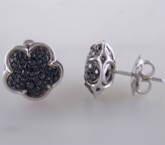 Pasquale Bruni Bon Ton White Gold Black Diamond Stud Earrings 18K .82 Carats
