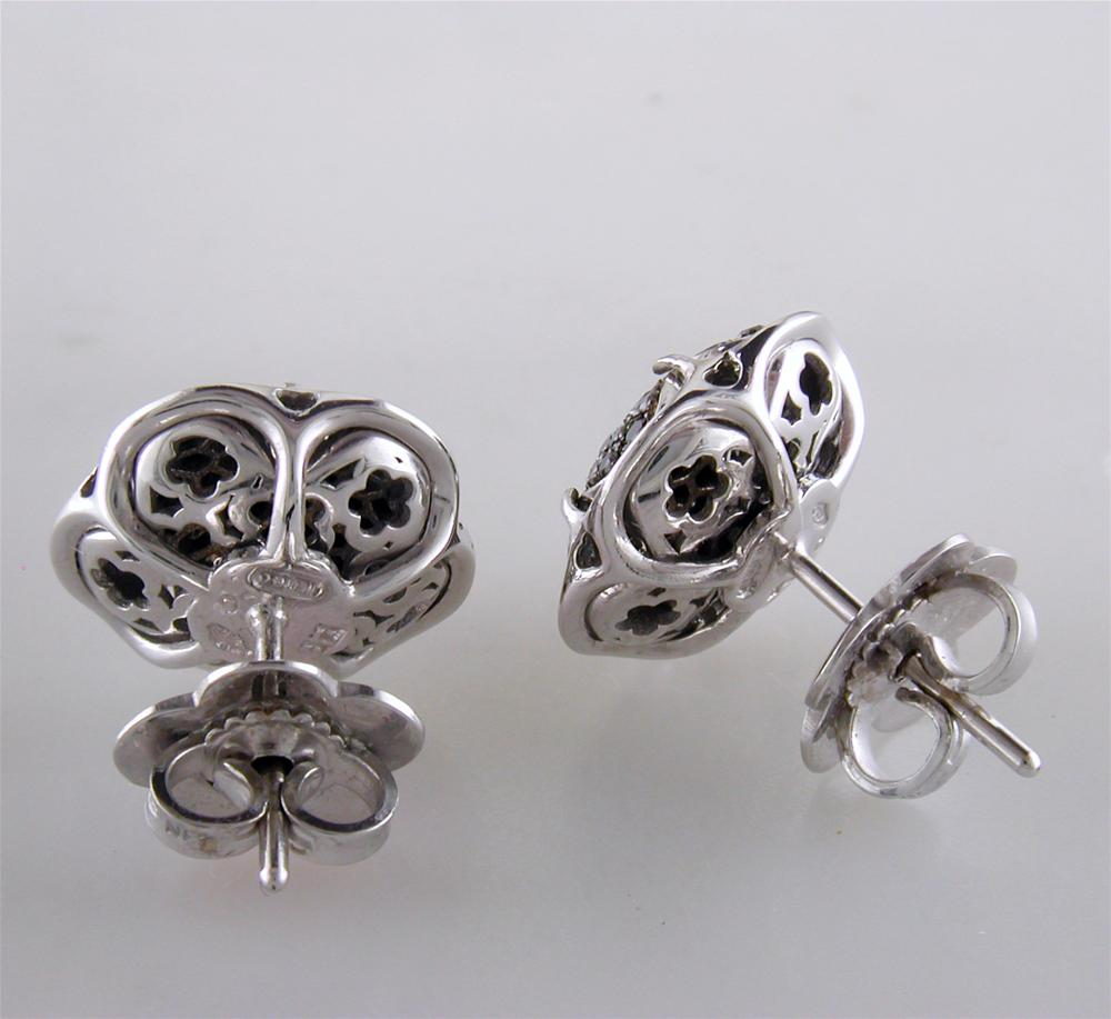 Pasquale Bruni Bon Ton White Gold Black Diamond Stud Earrings 18K .82 Carats
