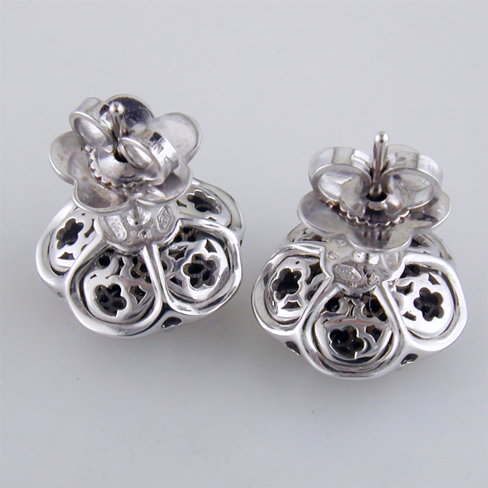 Pasquale Bruni Bon Ton White Gold Black Diamond Stud Earrings 18K .82 Carats