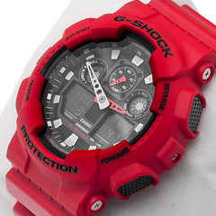 Casio G-Shock Analog Digital Red Classic Watch GA100B-4A