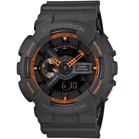 Casio G-Shock Analog Digital XL Black Neon Orange Watch GA110TS-1A4CR