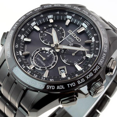Seiko Astron GPS Solar 44.6mm Watch Black Coated Titanium Case & Ceramic Bezel Black Dial Series 8X82 SSE009