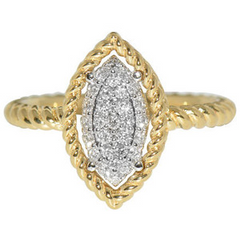 Roberto Coin New Barocco 18K Yellow and White Gold Marquise Shape Diamond Ring 7771328aj65x