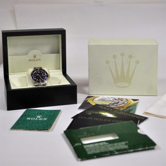 Rolex Blue Submariner Watch 16613 Dial Yellow Gold Steel Oyster 1995 16613
