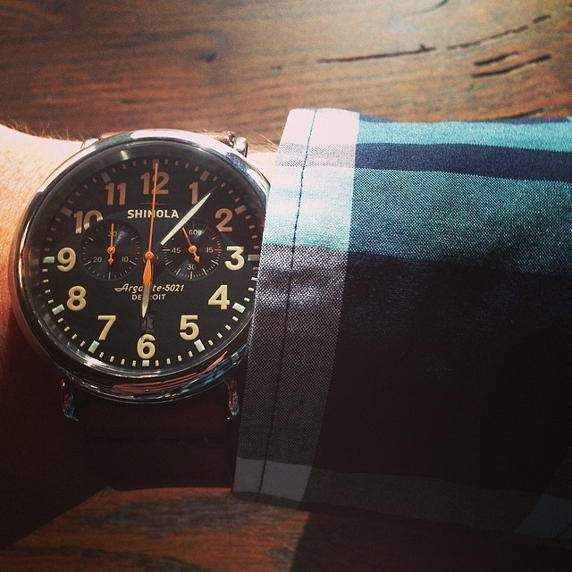 Shinola Runwell Chronograph 47mm Black Dial Brown Leather Men's Watch S0110000044